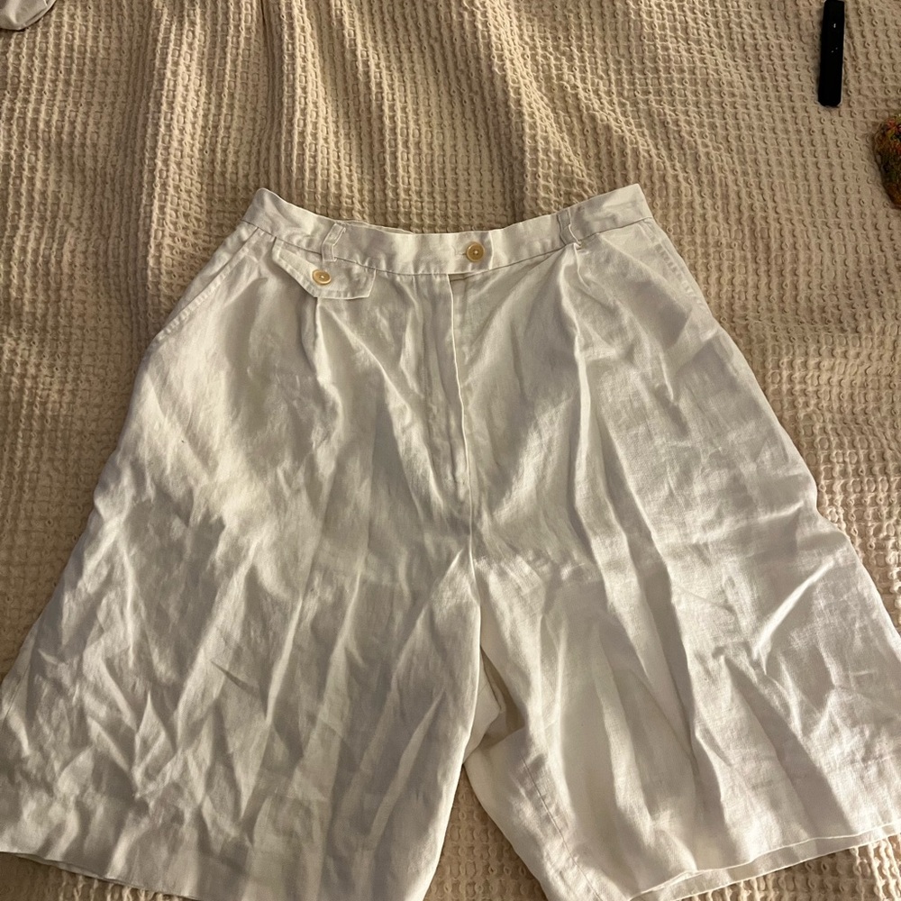 Vintage Ralph Lauren White Linen Bermudas Size 10